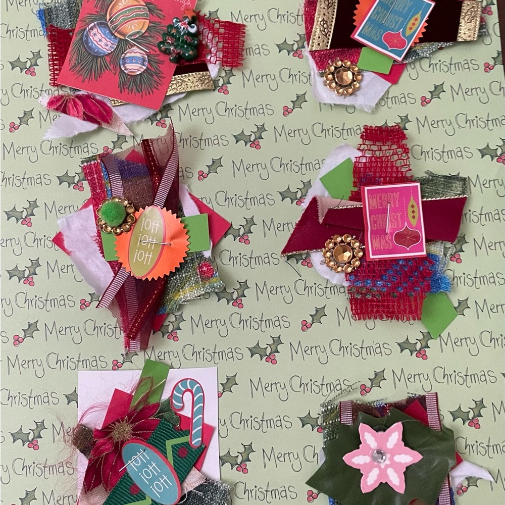 6pcs holiday embellishments handcrafted